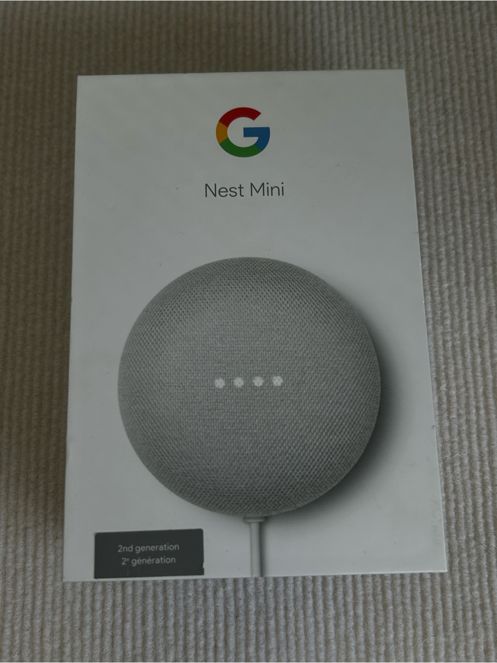 Google Nest Mini (2e génération) – Blanc Galet – Avec Boîte